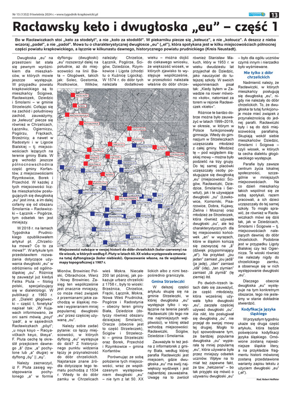Najnowszy artykuł o dwugłosce "eu" - Tygodnik Krapkowicki